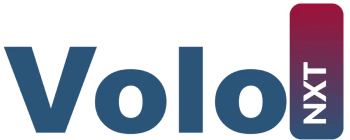 Volo logo with maroon vertical NXT label Volo logo with maroon vertical NXT label